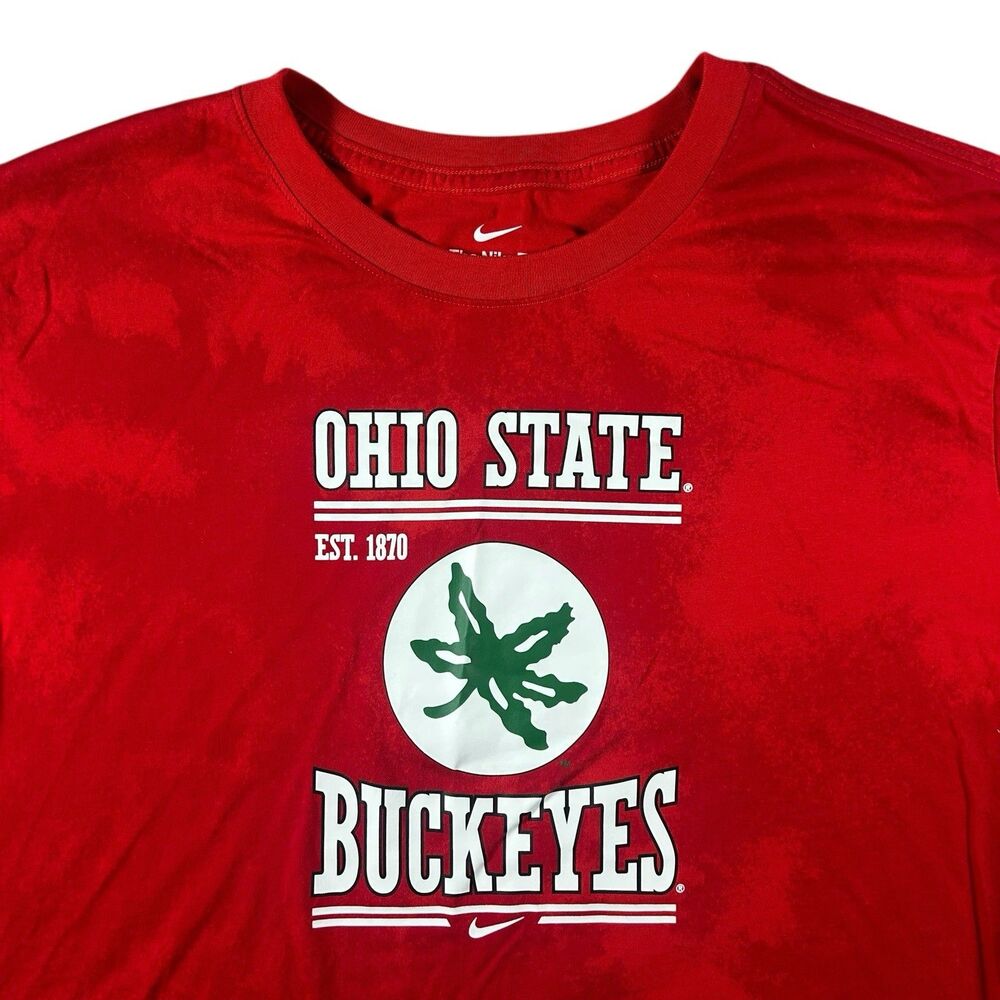 Nike Ohio State Buckeyes Graphic Shirt Men’s XXL Red Tie Dye Center Swoosh
